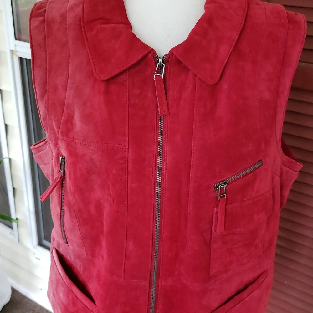 SAGUARO Vintage Women's Red Suede Zipper Western‎ Vest